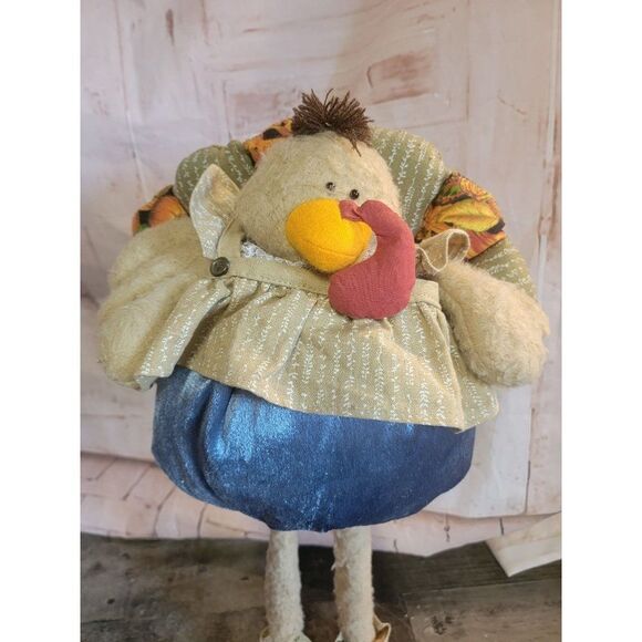 Tall Thanksgiving turkey plush Decor figure fall autumn - Picture 2 of 7